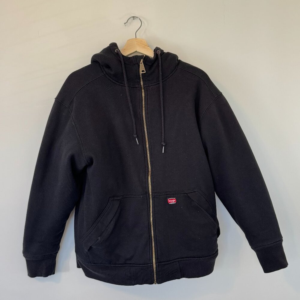 WRANGLER WORKWEAR Men's M 38-40 Black Front Zip Fleece Lined Hooded Sweatshirt